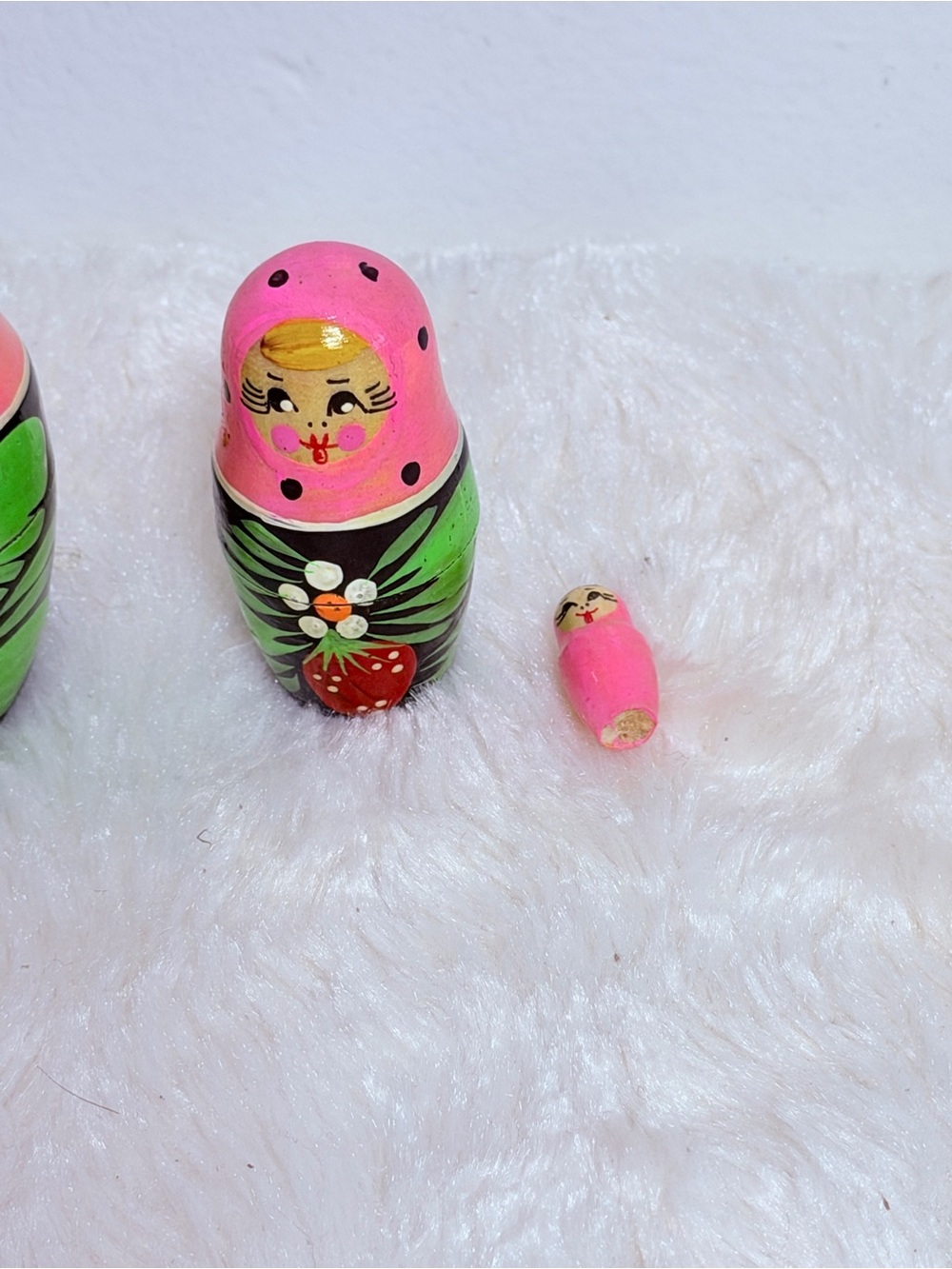 Pink Hand-Painted Matryoshka Nesting Dolls - Picture 3 of 7